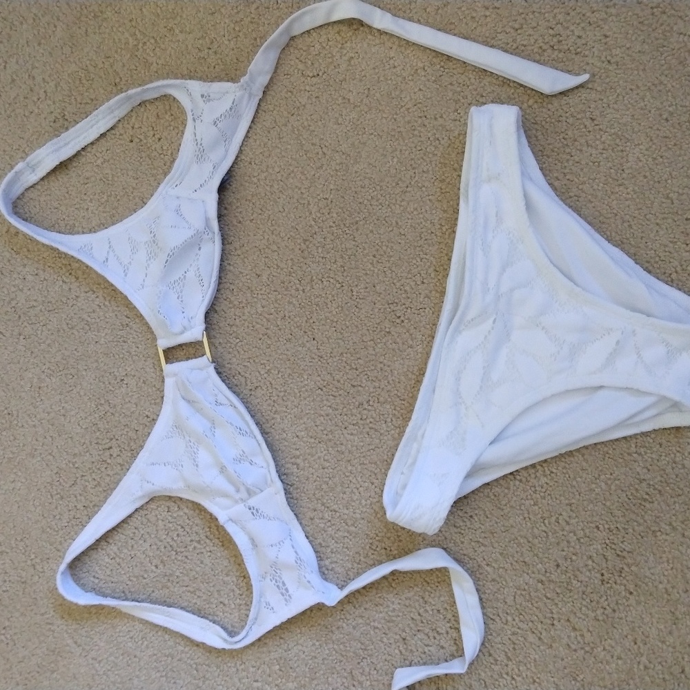 white crochet bikini BOTTOMS ONLY